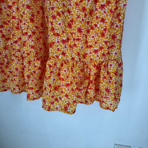 No Boundaries Womens  Babydoll Milkmaid Tie Mini Dress Size XL Orange Tiered - Picture 4 of 8